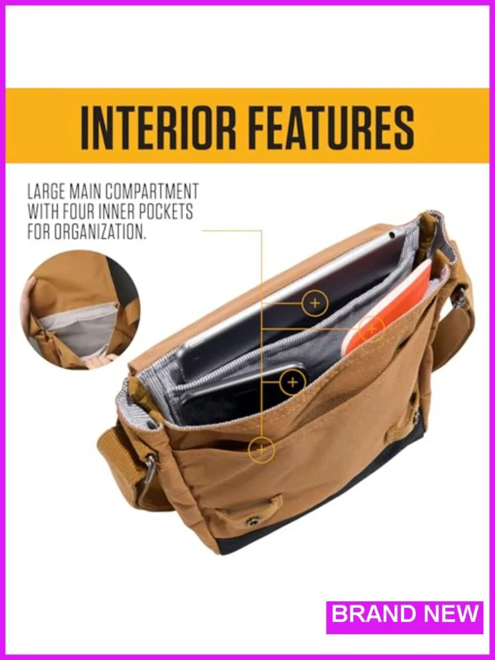 Carhartt Crossbody Snap Bag - Durable Adjustable Shoulder Purse